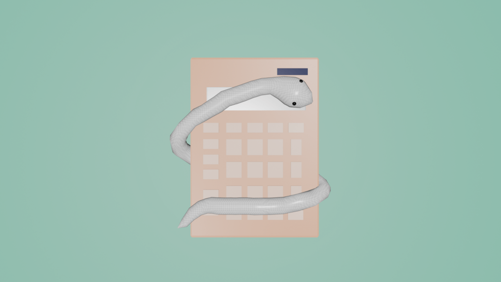 へびが電卓に巻き付いているアイコン画像です